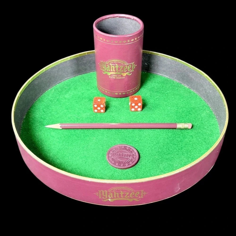 1995 Yahtzee 40th Anniversary‎ Edition Replacement Parts 2 Dice Pencil Token Cup